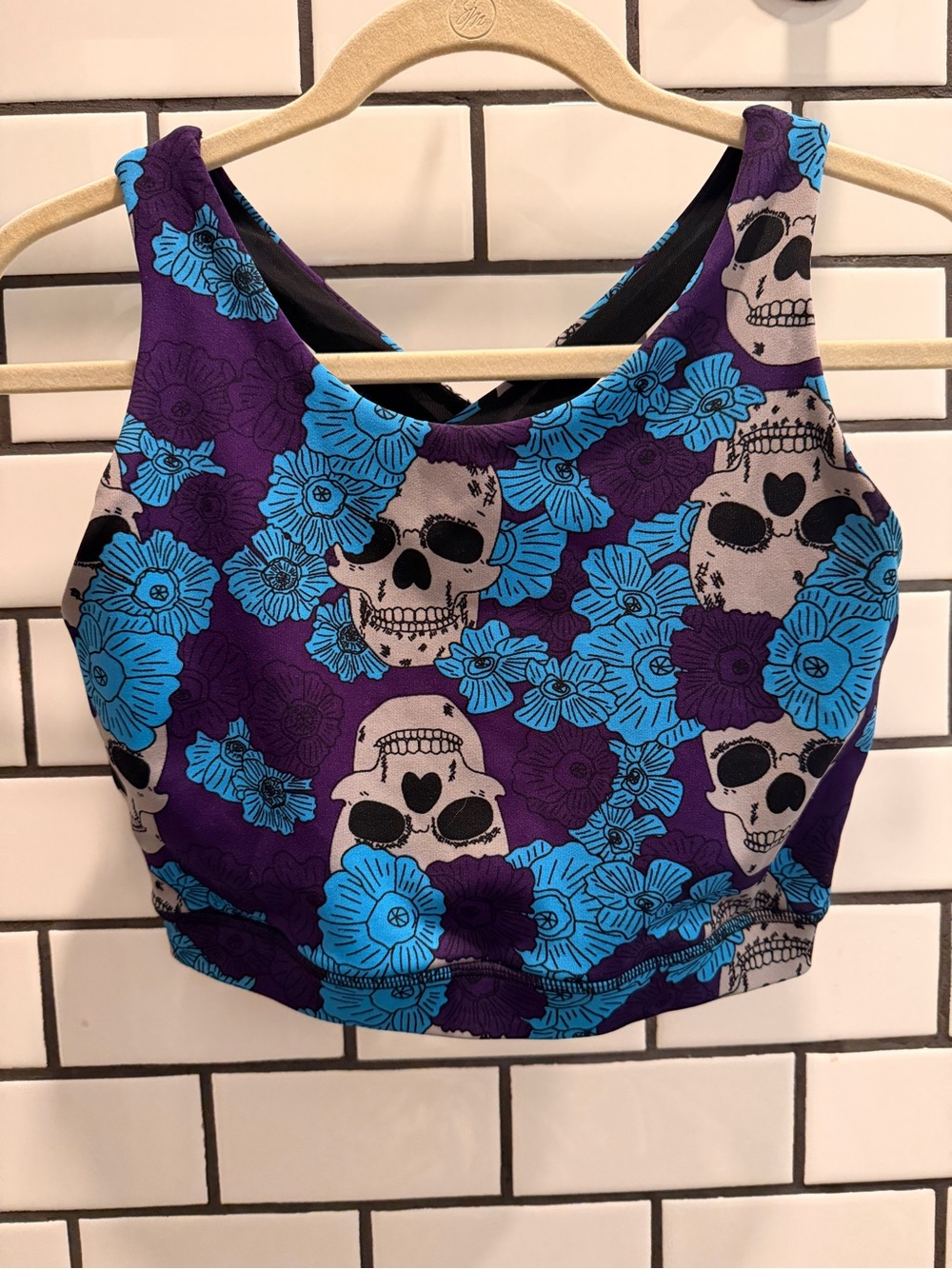 POP Fit Purple & Blue Skull Floral Sports Bra